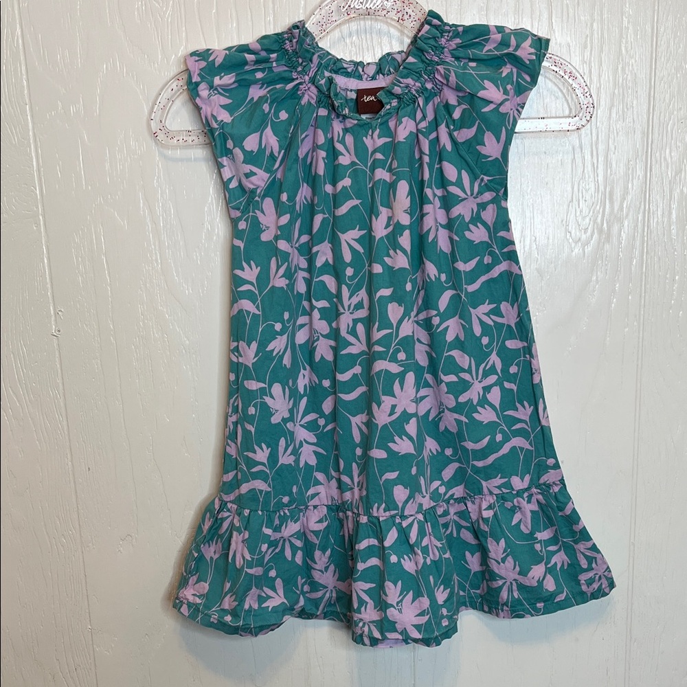 Tea Collection Teal and Lavender Floral Dress